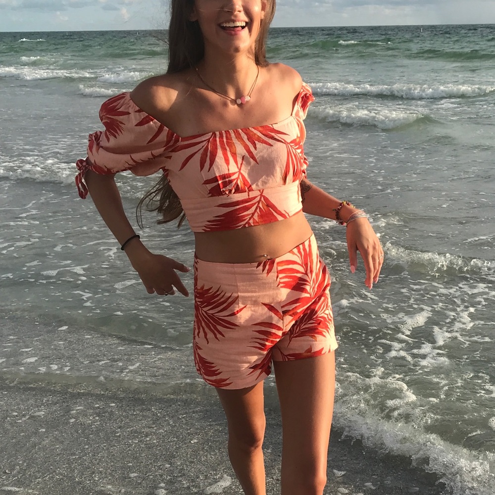 Two piece set, shorts and crop top